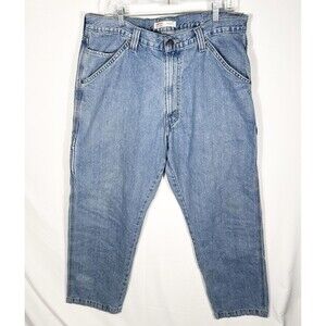 Levi Strauss Signature Carpenter Jeans Mens 38x32 Blue Denim Workwear Pants